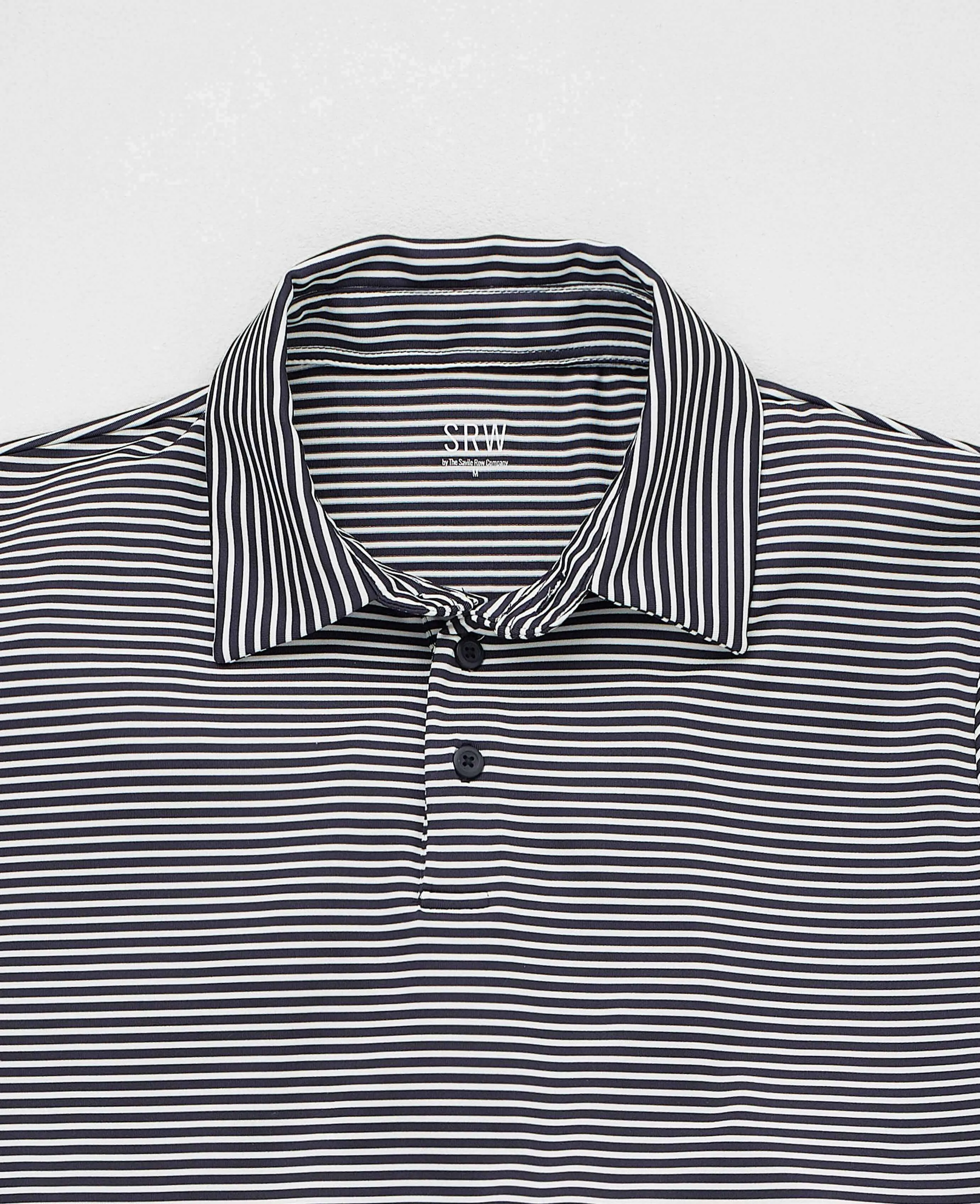 Navy White Stripe Short Sleeve Active Polo Shirt