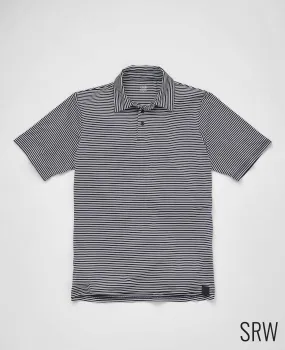 Navy White Stripe Short Sleeve Active Polo Shirt