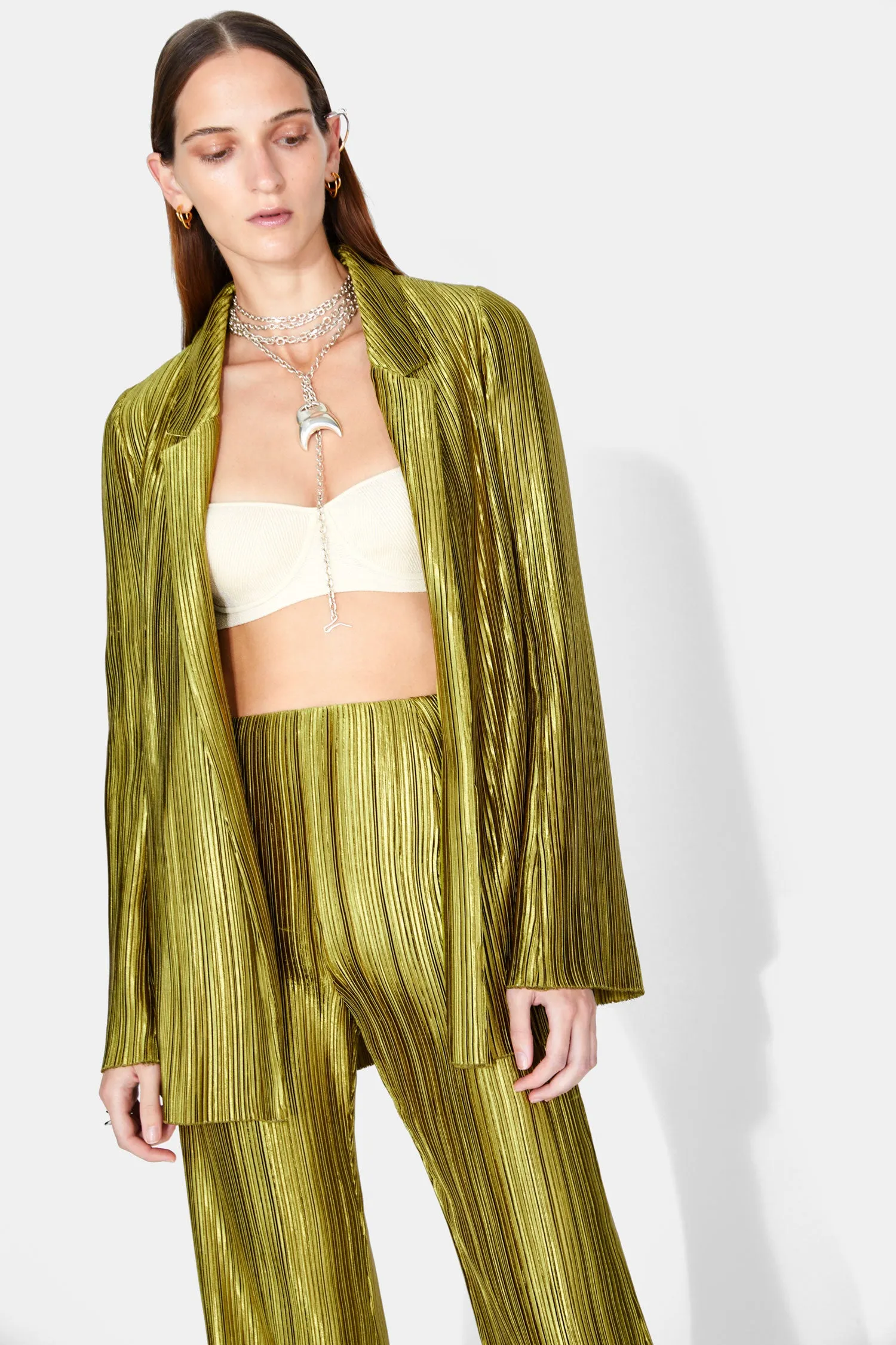 Nuage Pleated Blazer - Olive