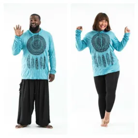 Plus Size Sure Design Unisex Dreamcatcher Hoodie Turquoise