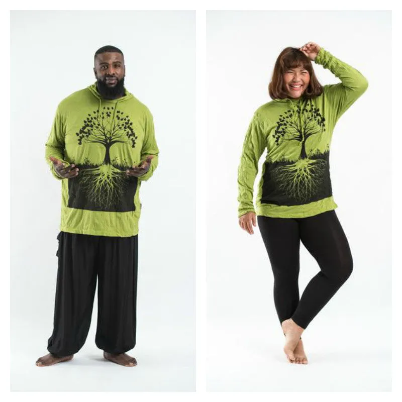 Plus Size Sure Design Unisex Tree of Life Hoodie Lime