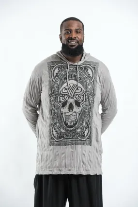 Plus Size Sure Design Unisex Trippy Skull Hoodie Gray