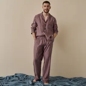 Port & Woodrose Striped Linen Men's PJ Trouser Set