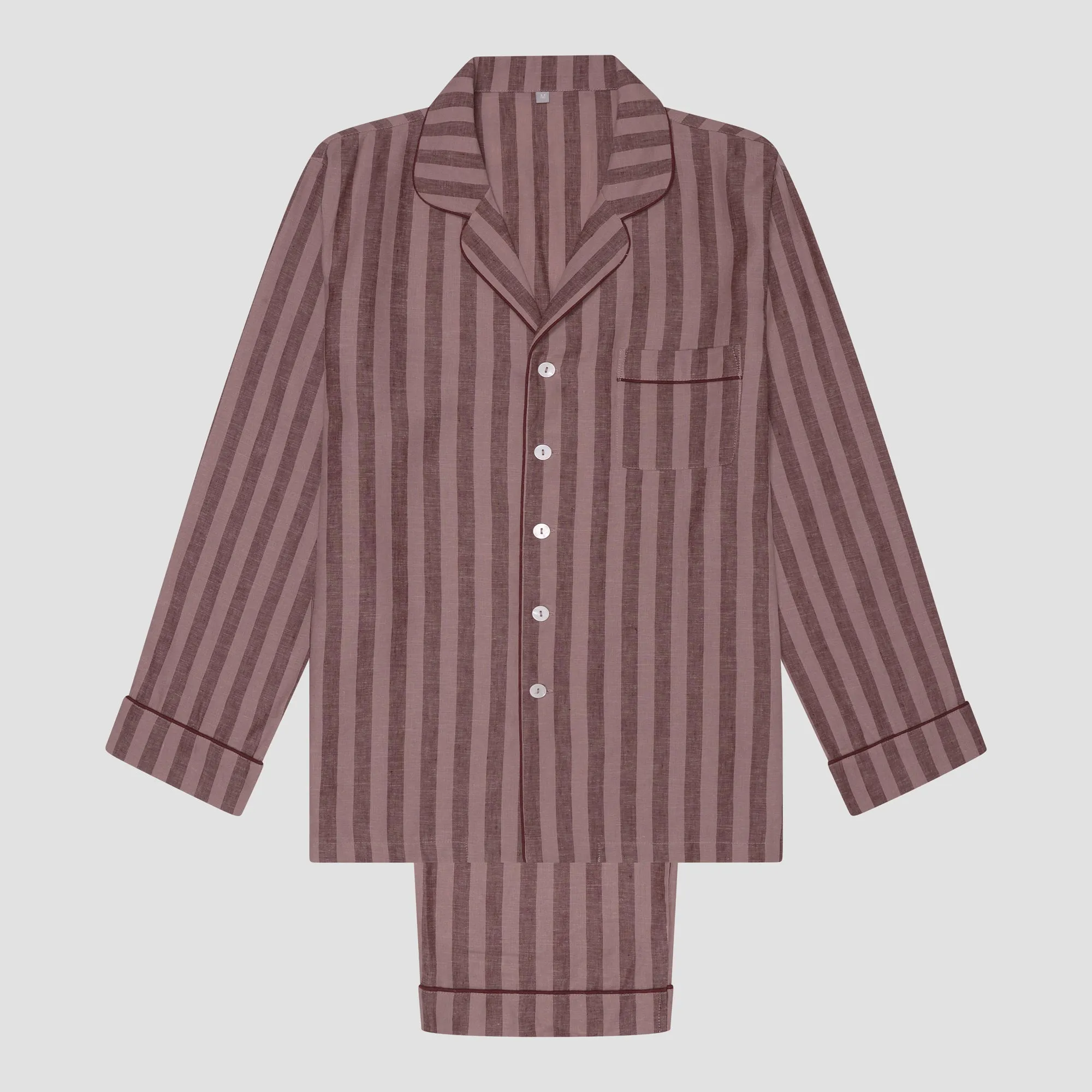 Port & Woodrose Striped Linen Men's PJ Trouser Set