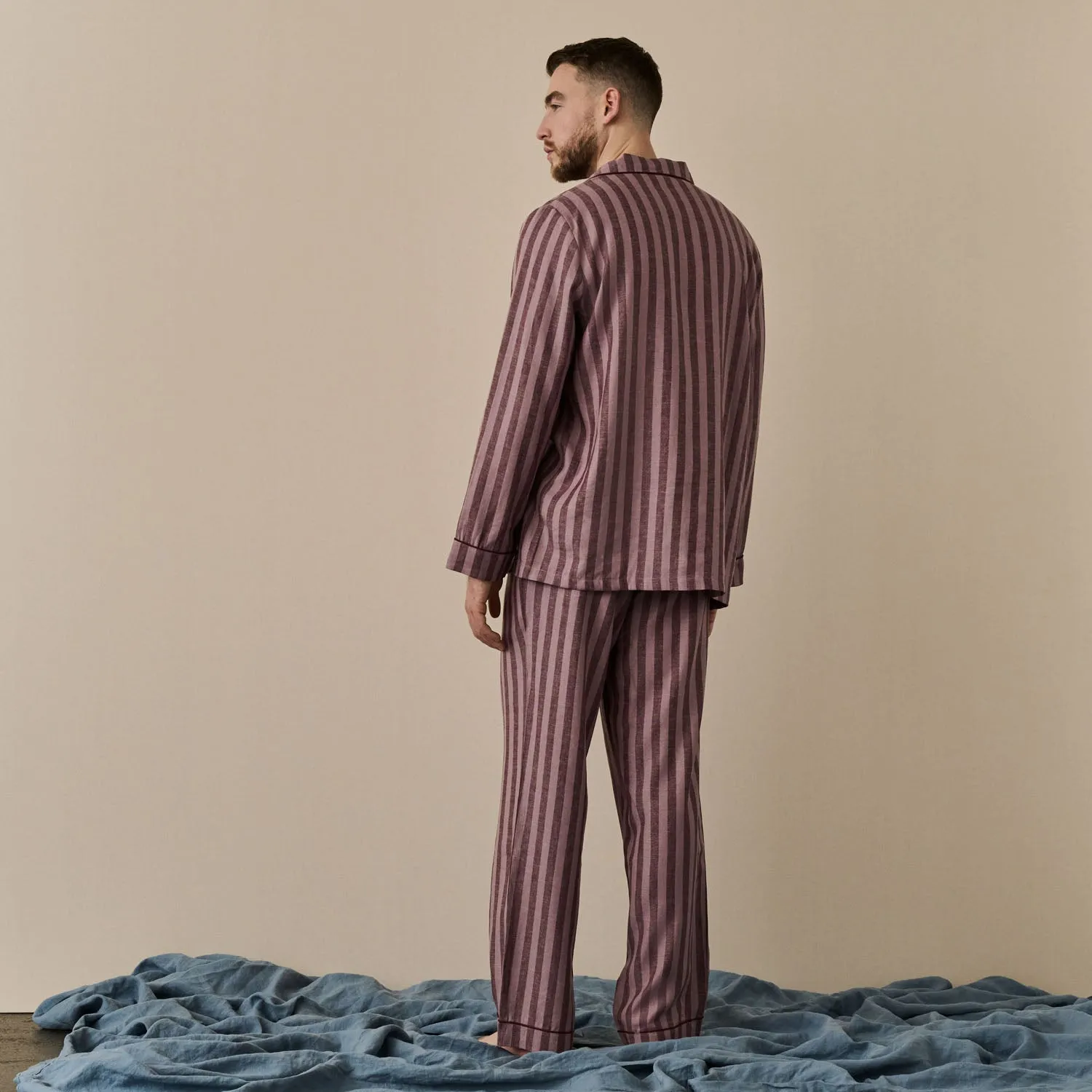 Port & Woodrose Striped Linen Men's PJ Trouser Set