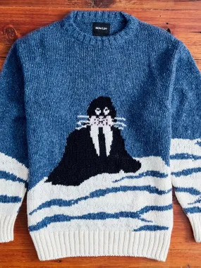 "Best Walrus In Town" Wool Sweater in Blue