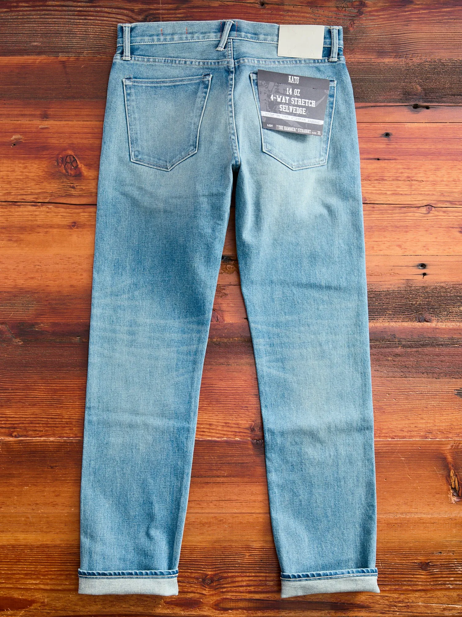 "Julian" 14oz Washed Indigo Stretch Selvedge Denim - Hammer Straight