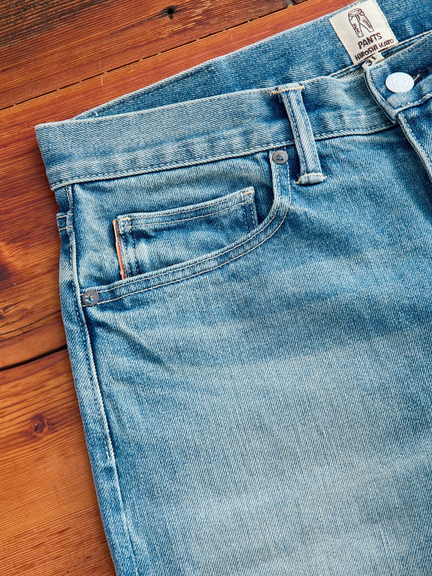 "Julian" 14oz Washed Indigo Stretch Selvedge Denim - Hammer Straight