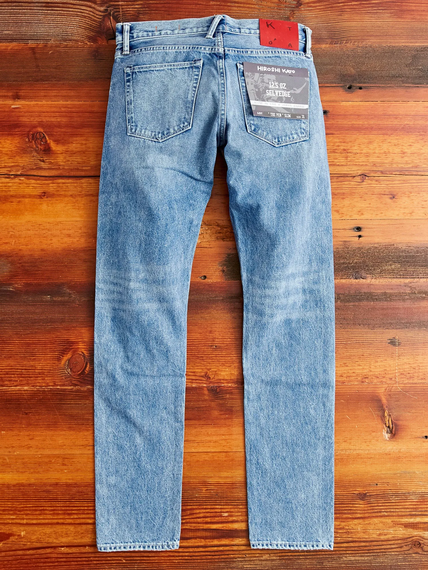 "Lou" 12.5oz Washed Natural Slub Selvedge Denim - Pen Slim