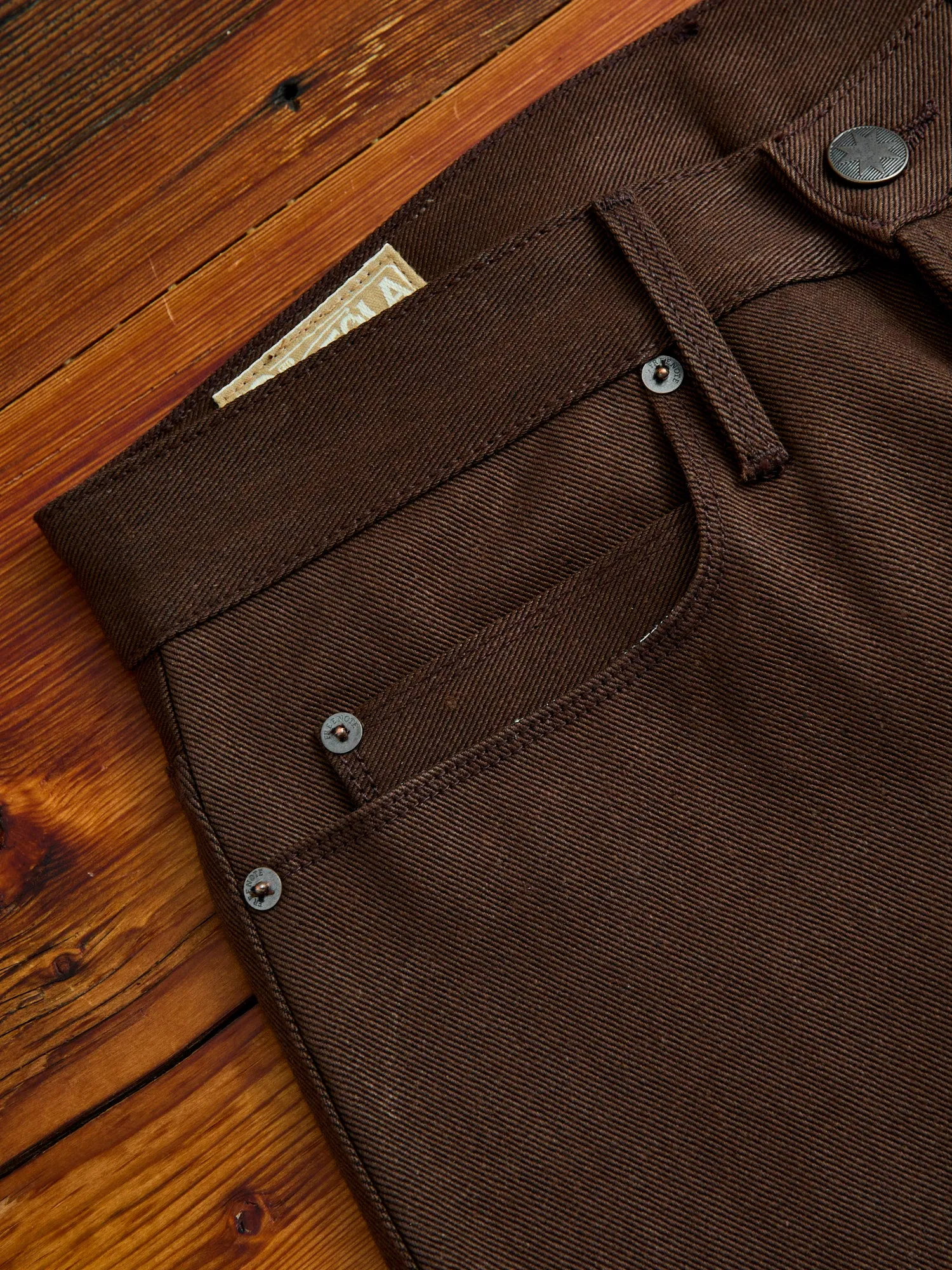 "Portola" 15oz Dark Brown Selvedge Denim - Tapered Fit