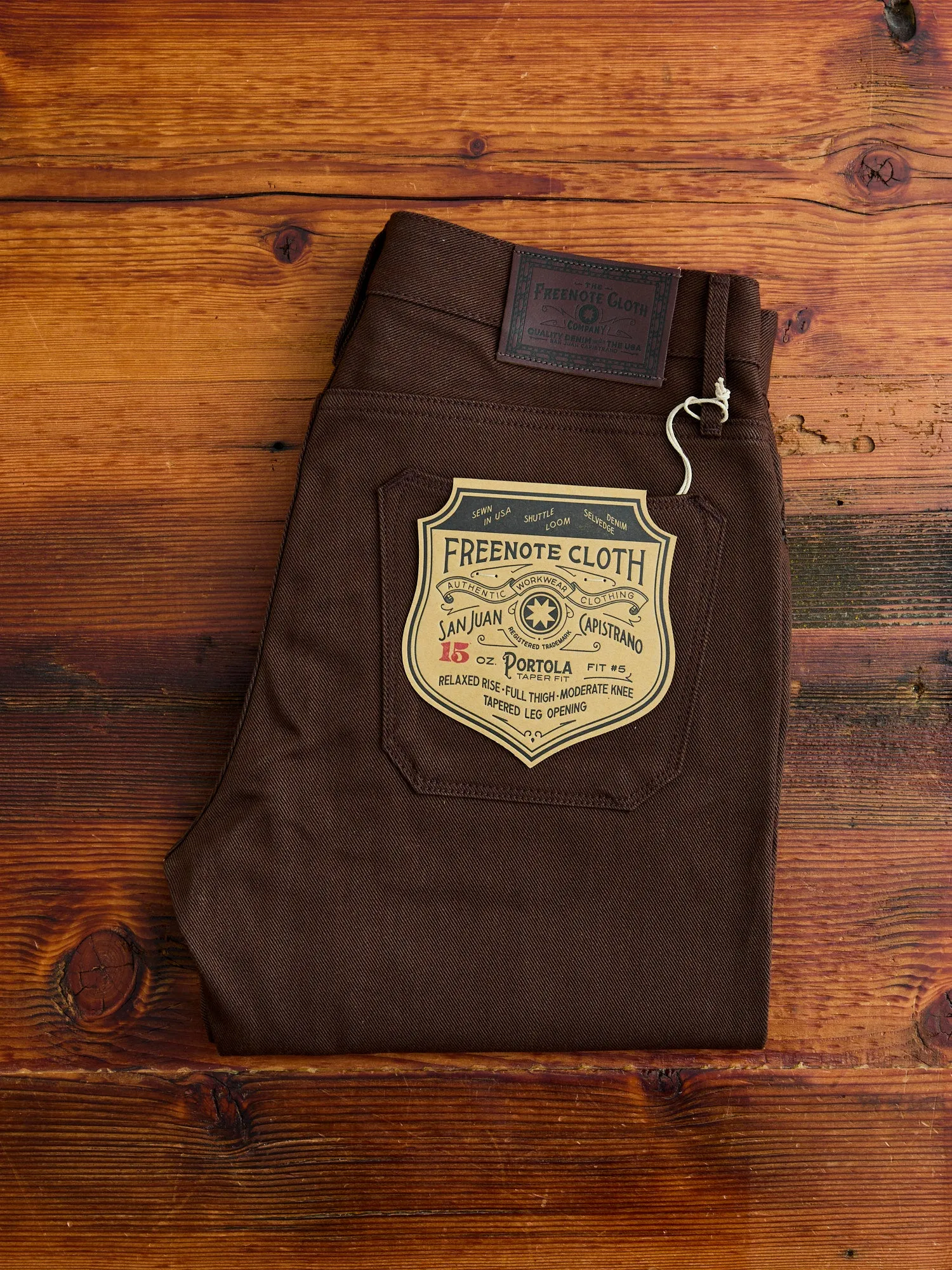 "Portola" 15oz Dark Brown Selvedge Denim - Tapered Fit