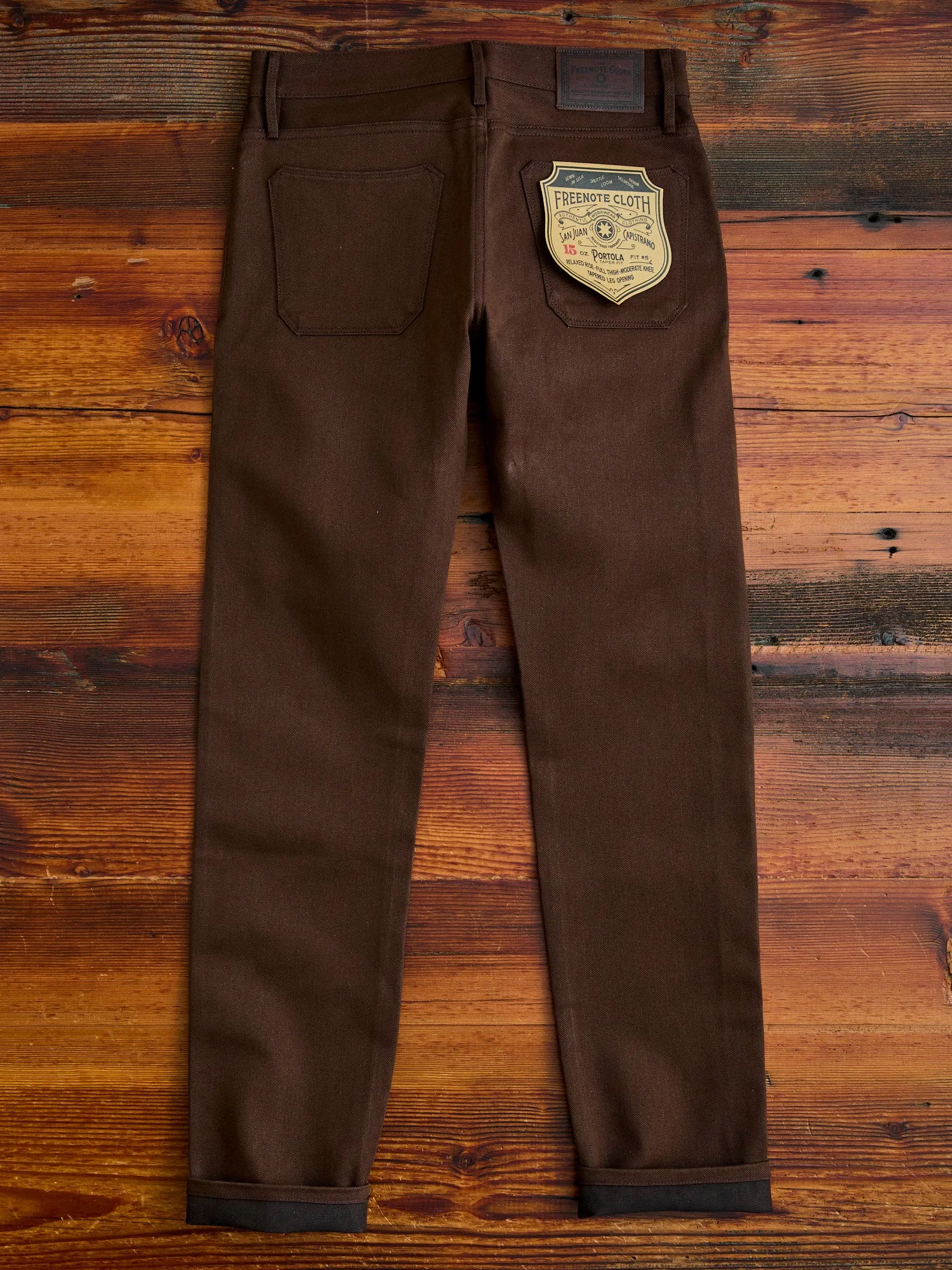 "Portola" 15oz Dark Brown Selvedge Denim - Tapered Fit