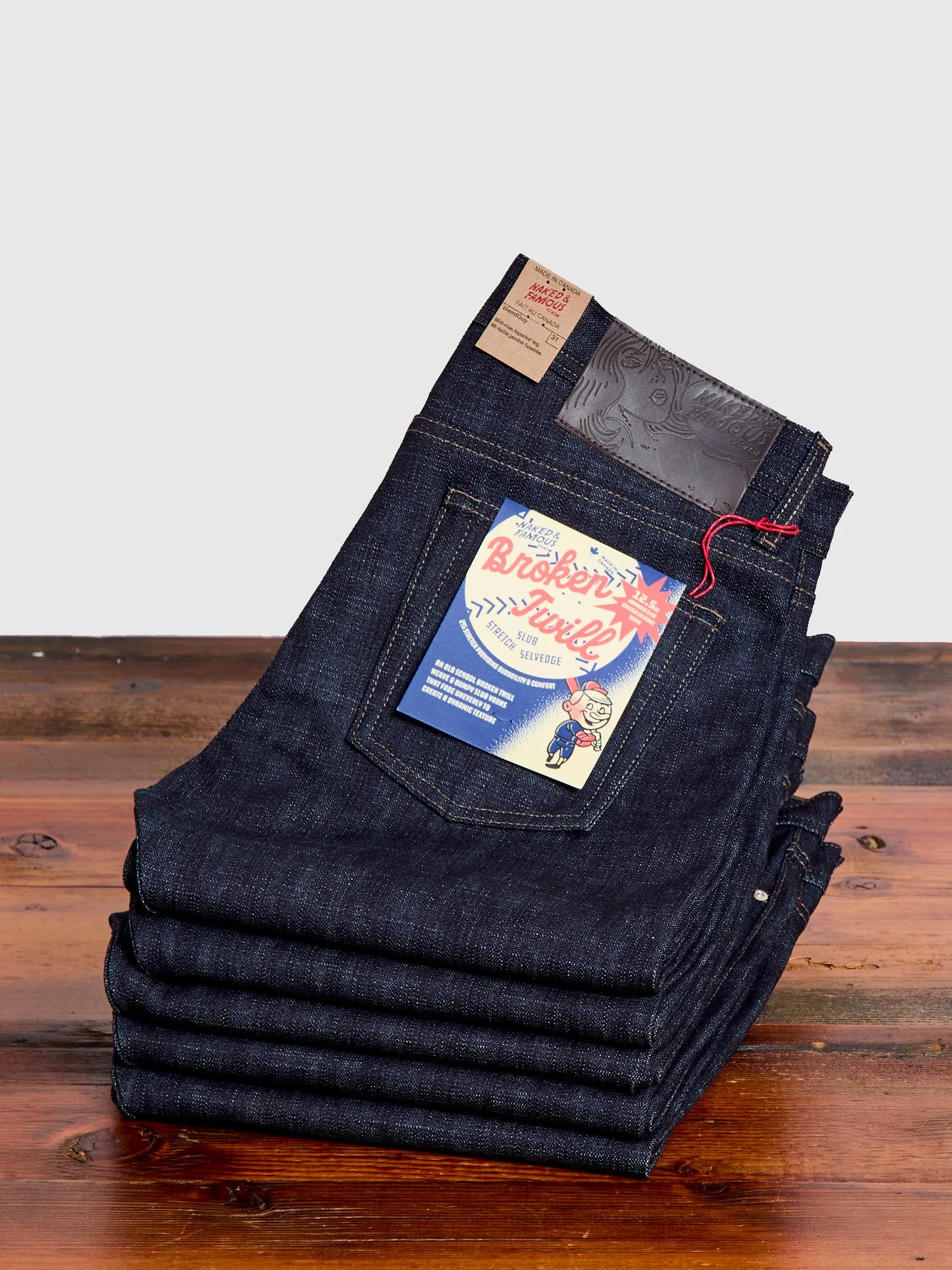 "Slub Stretch Broken Twill" 12.5oz Selvedge Denim - Weird Guy Fit