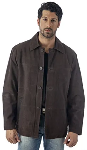 REED Men's Quello 4 Button Water Repellent Suede Leather Jacket - Imported