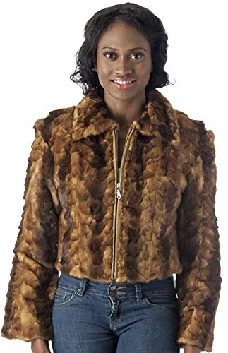 Womens Genuine Mink Fur Bomber Jacket - 100% Real Fur - Premium Imported Quality