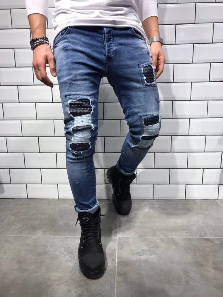 Rubber Patch Slim Fit Denim B8 Streetwear Denim Jeans