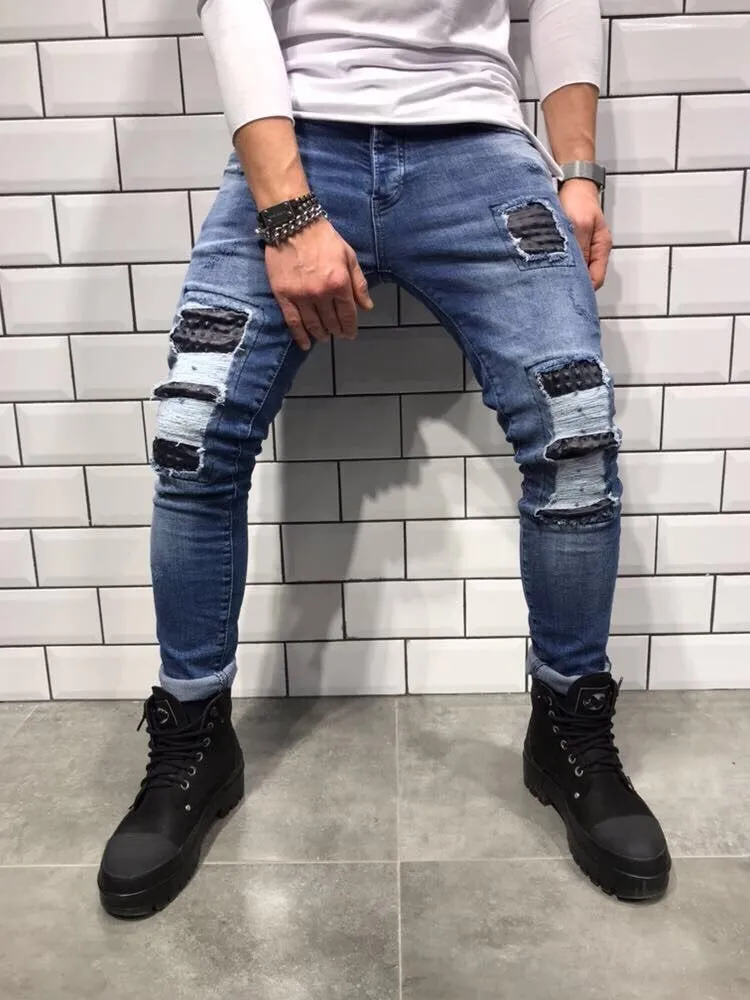 Rubber Patch Slim Fit Denim B8 Streetwear Denim Jeans