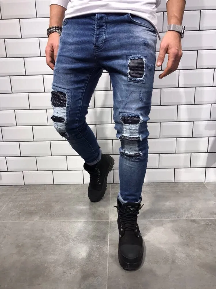 Rubber Patch Slim Fit Denim B8 Streetwear Denim Jeans