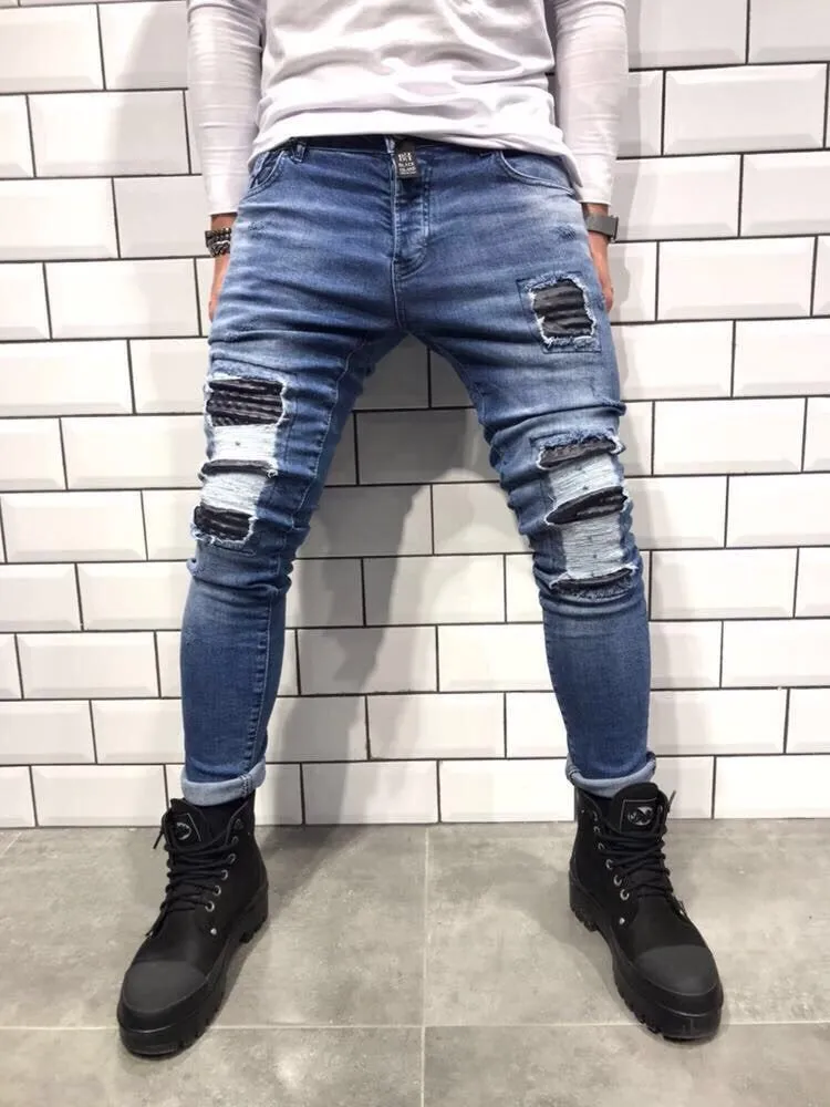 Rubber Patch Slim Fit Denim B8 Streetwear Denim Jeans