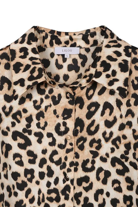 Satin leopard blouse