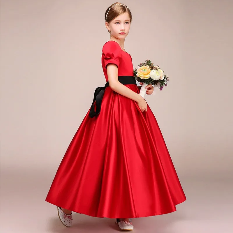 Satin Vintage Flower Girl Dresses / Communion / Birthday Party Dress