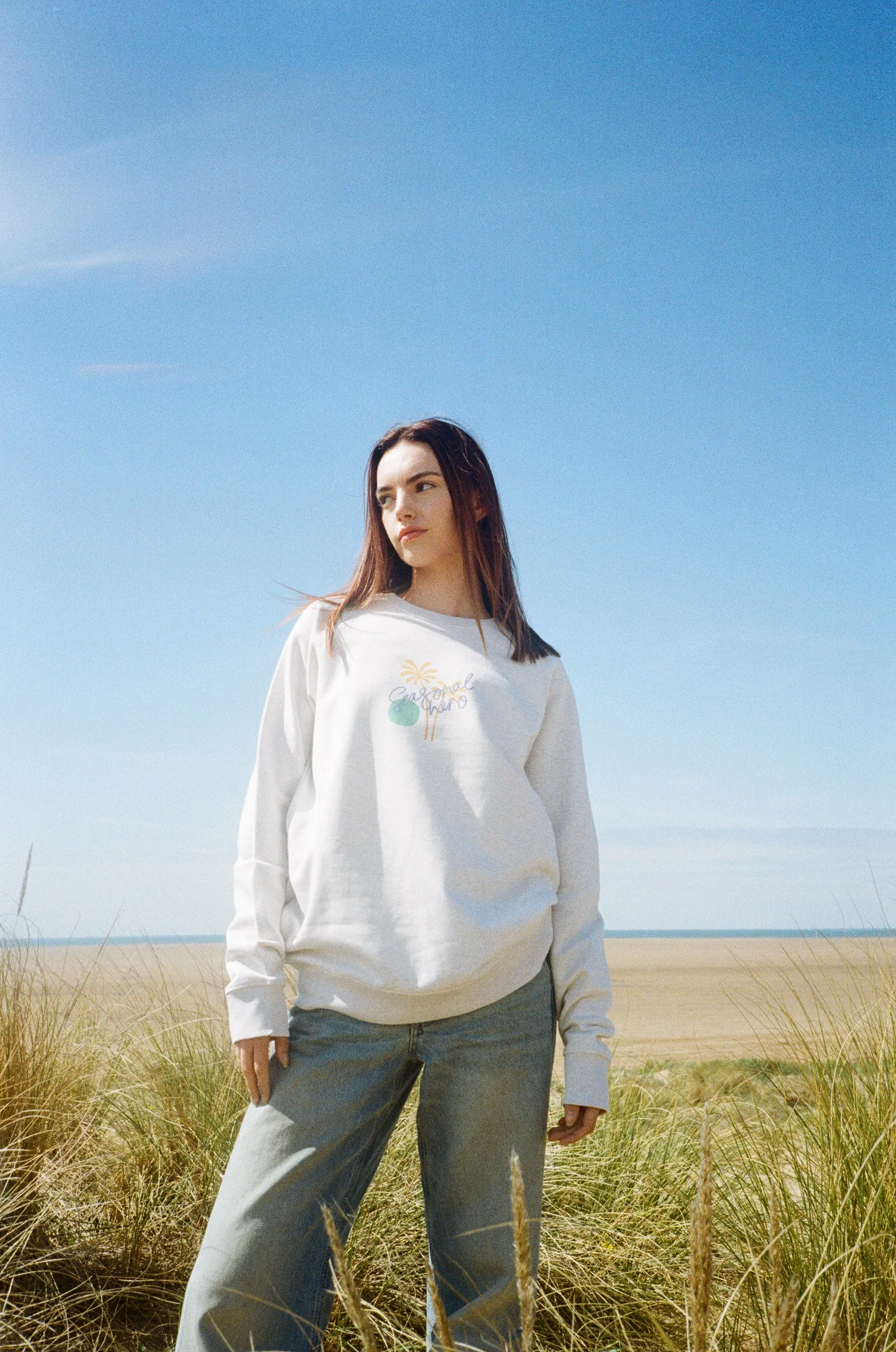 Seasonal Hero 'Palms' Sweater - Organic Cream Ash Heather