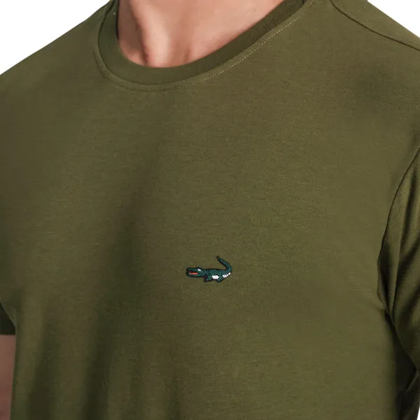 Slim Fit Crew Neck T-Shirt-Elm Green