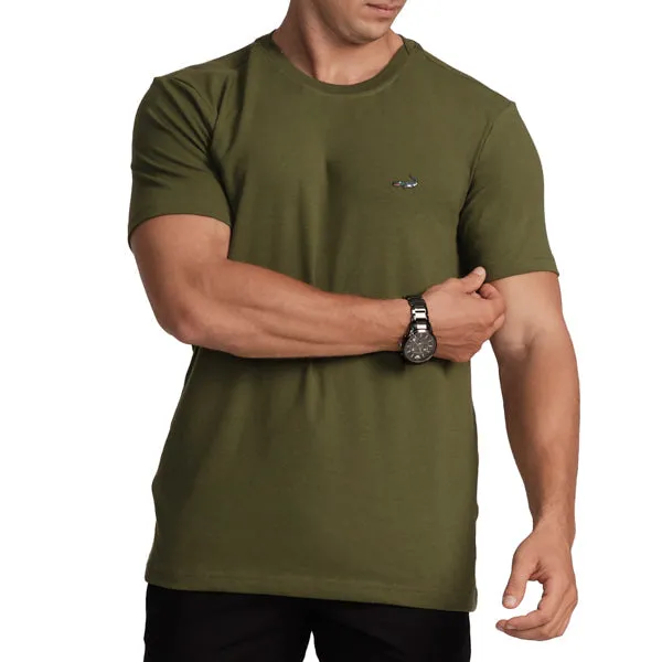 Slim Fit Crew Neck T-Shirt-Elm Green