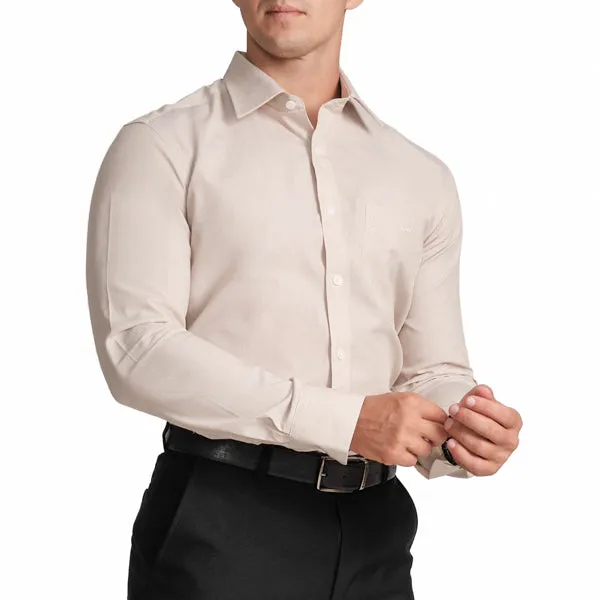 Slim Fit Full Sleeve Formal Core Shirt with American Placket-Dull Gold