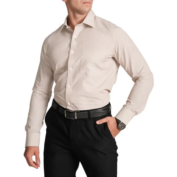 Slim Fit Full Sleeve Formal Core Shirt with American Placket-Dull Gold