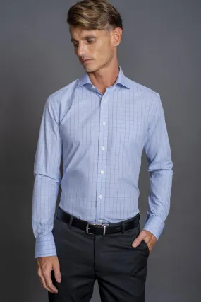 Slim Fit Long sleeves-Formal Shirts-Blue Cashmere