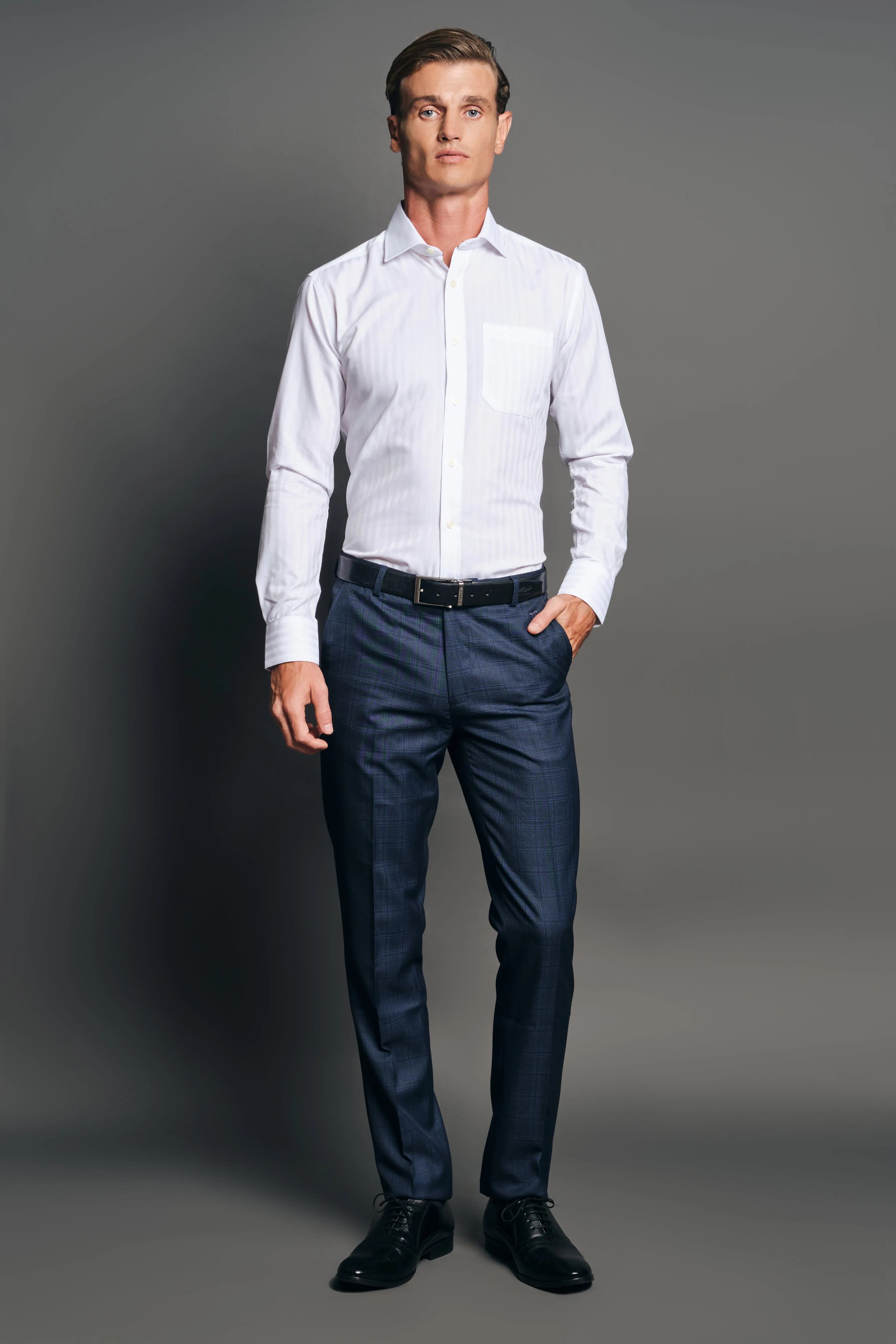 Slim Fit Long sleeves-Formal Shirts-Cloud Dancer