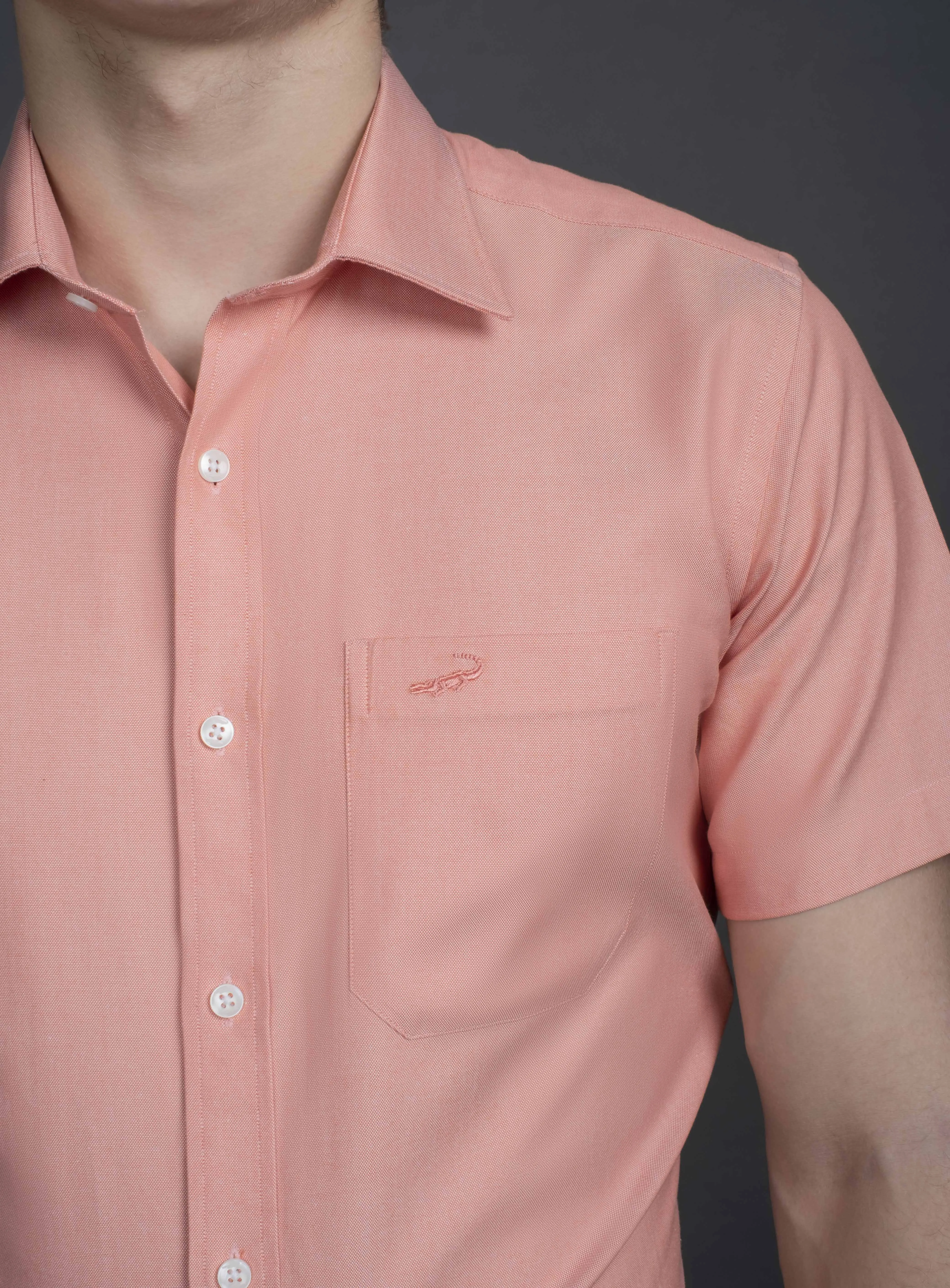 Slim Fit Short sleeves-Formal Shirts  - Coral