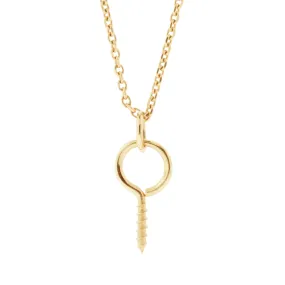 Small Gold Hook Eye Screw Pendant Necklace