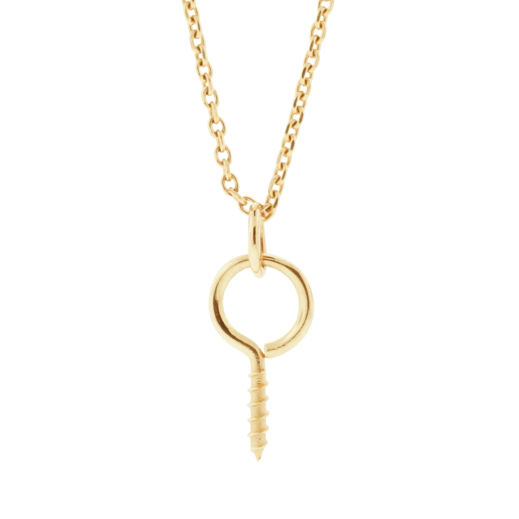 Small Gold Hook Eye Screw Pendant Necklace