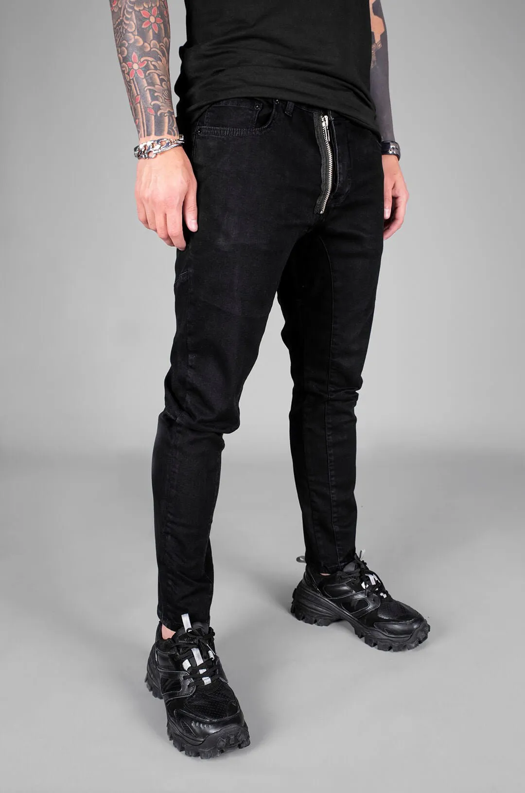 Sneakerjeans Black Zippered Skinny Jeans BI-066