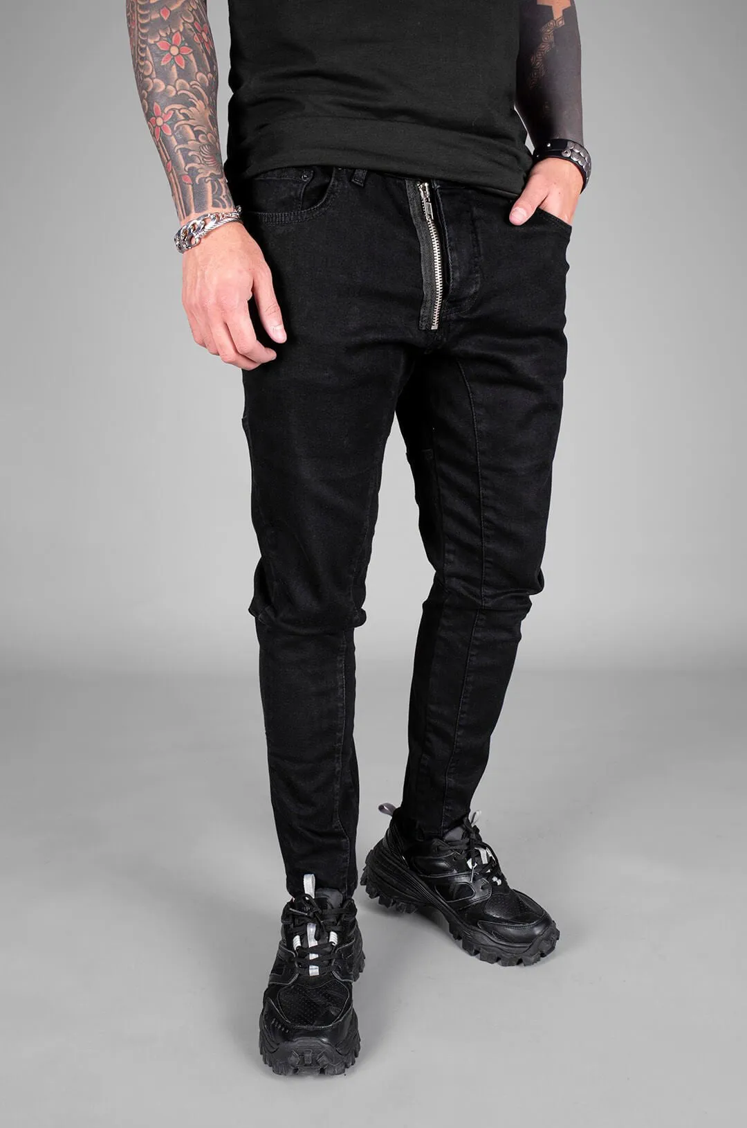 Sneakerjeans Black Zippered Skinny Jeans BI-066