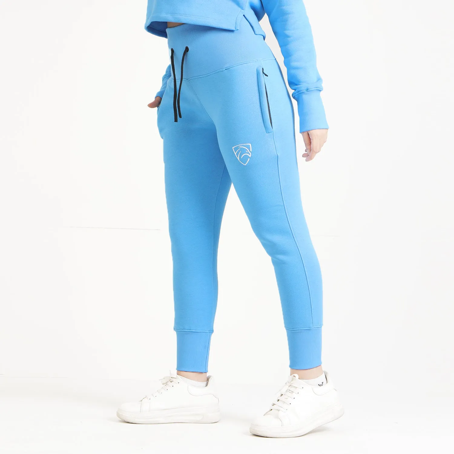 Tf-Basic Light Blue Crop Cut And High Waisted Tracksuit