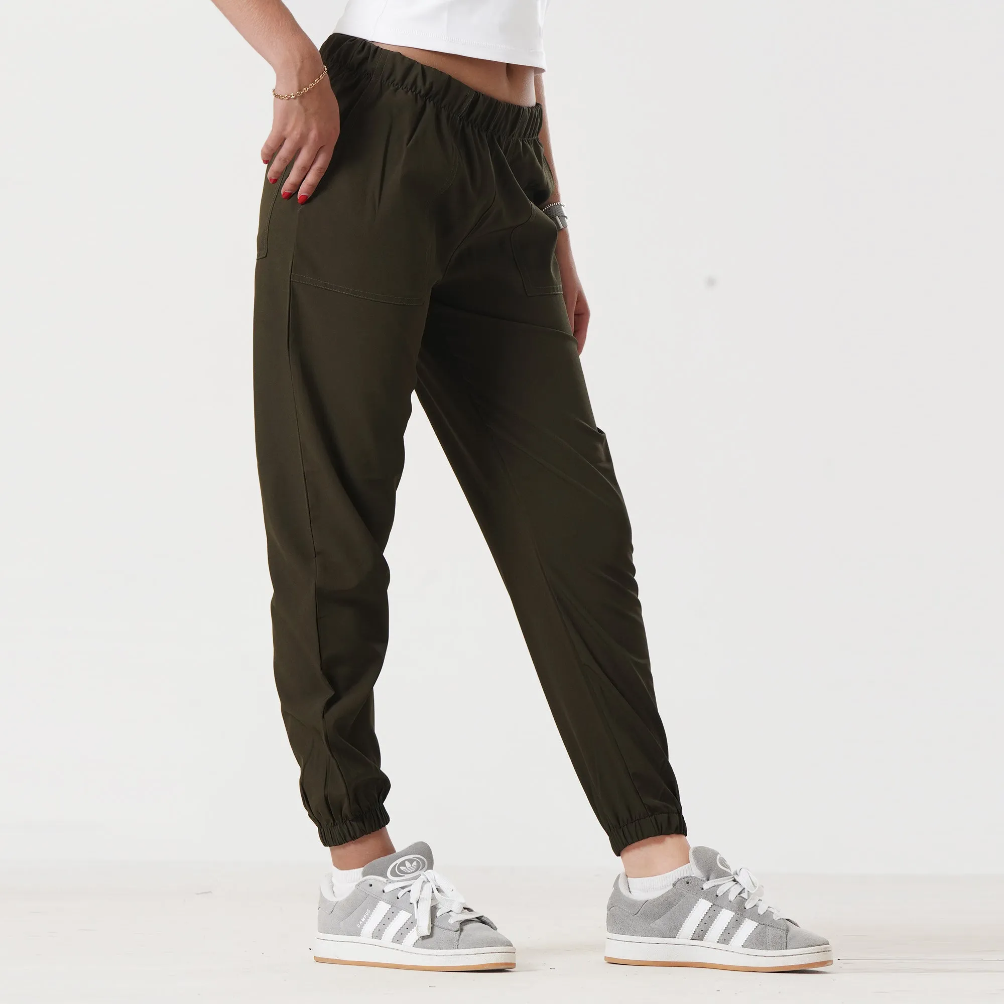 Tf-Premium Olive Micro Stretch Women Cuff Bottoms