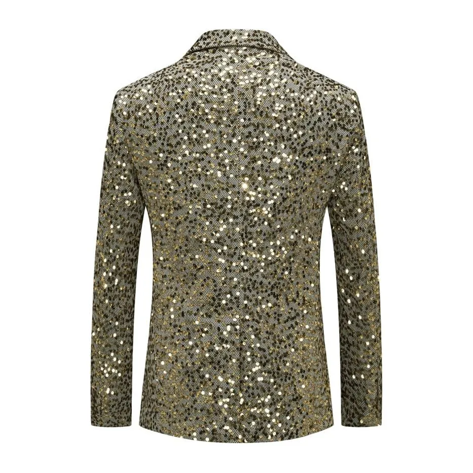 The Avalon Slim Fit Sequin Blazer Suit Jacket - Gold