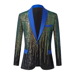 The Celestin Sequin Slim Fit Blazer Suit Jacket - Royal