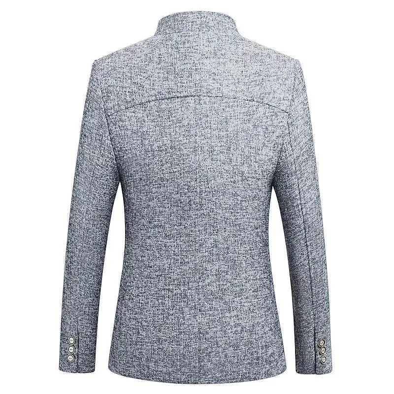 The Ontario Slim Fit Mandarin Collar Jacket - Heather Grey