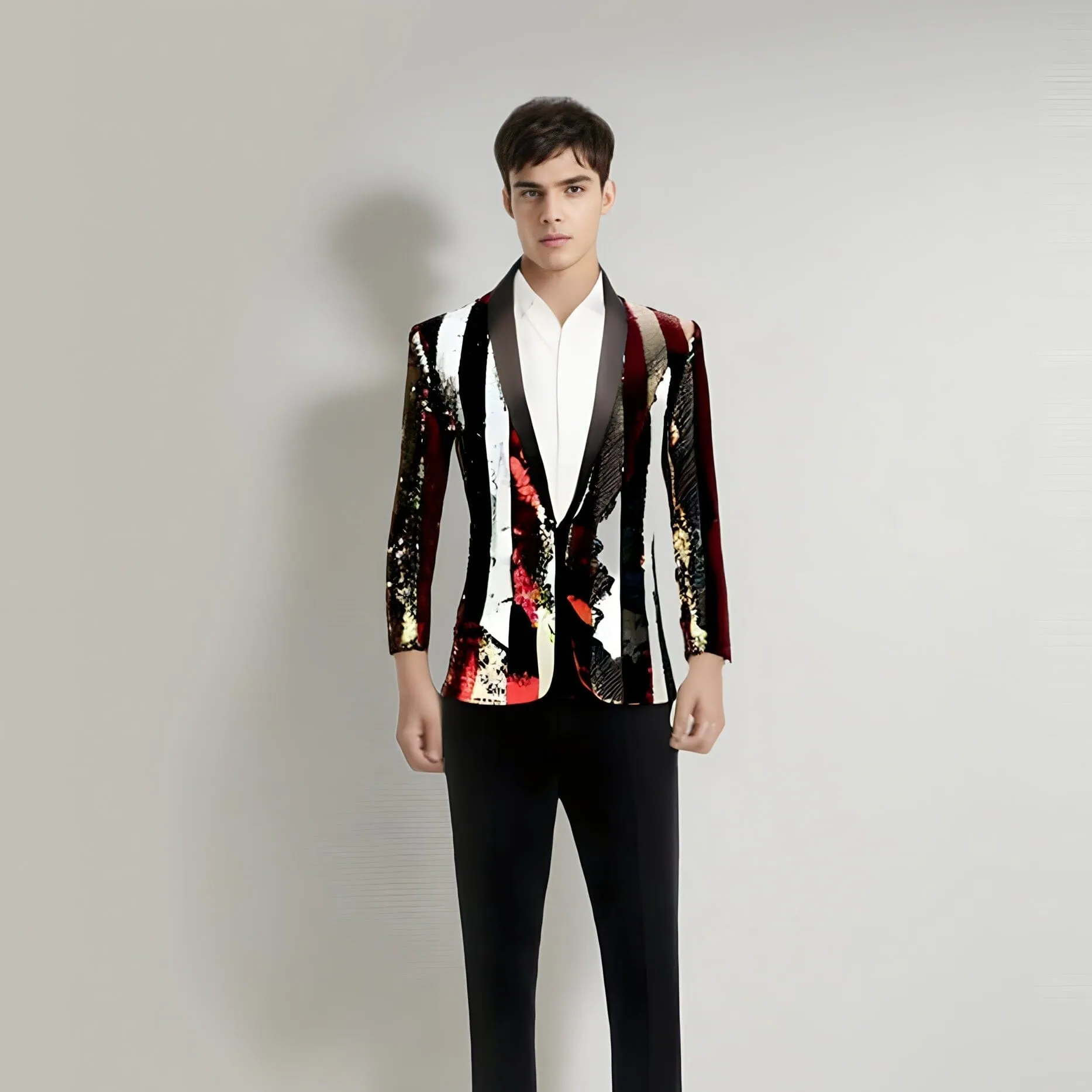 The Sebastian Striped Sequin Slim Fit Blazer Suit Jacket