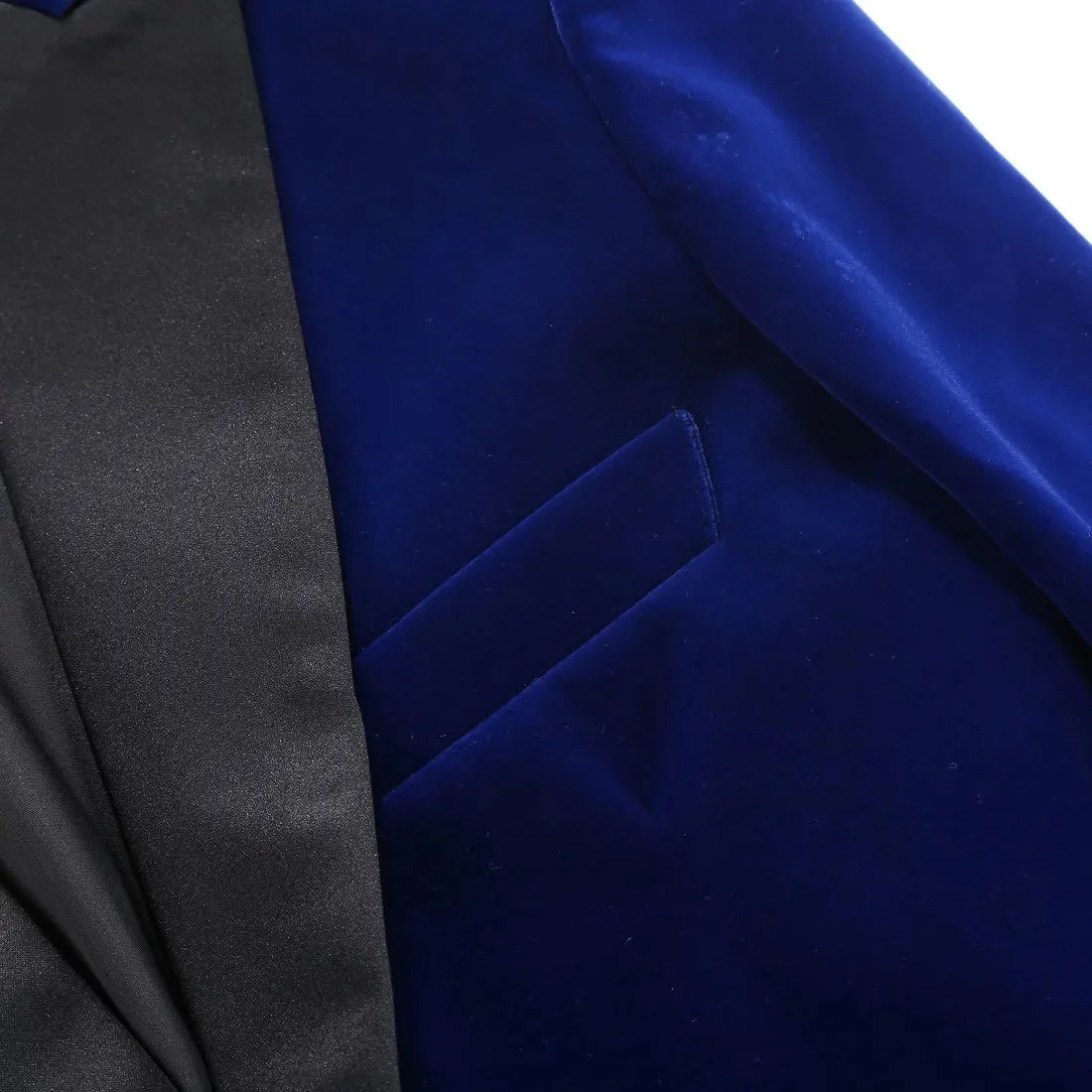 The Xavier Slim Fit Velvet Blazer Suit Jacket - Cobalt Blue