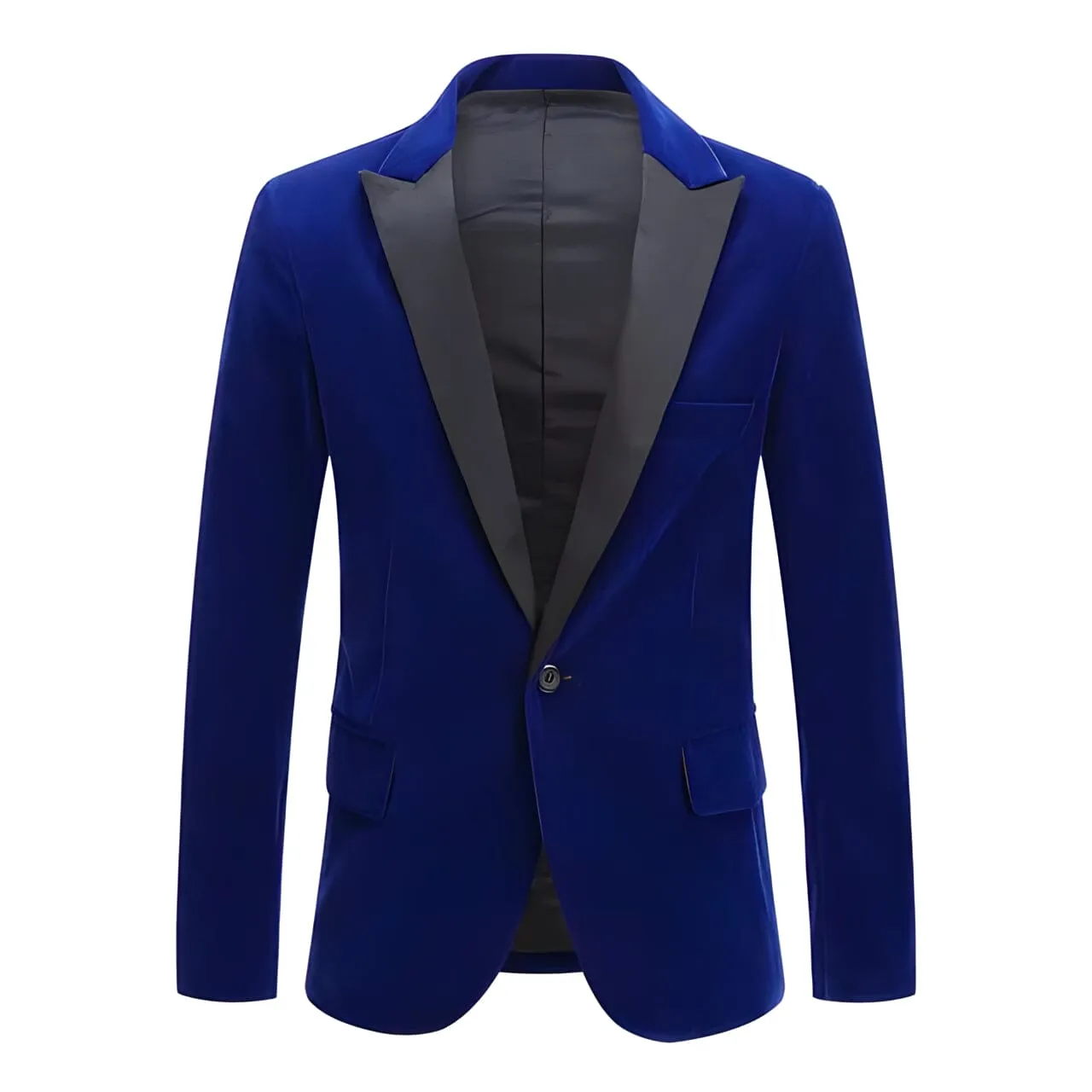 The Xavier Slim Fit Velvet Blazer Suit Jacket - Cobalt Blue