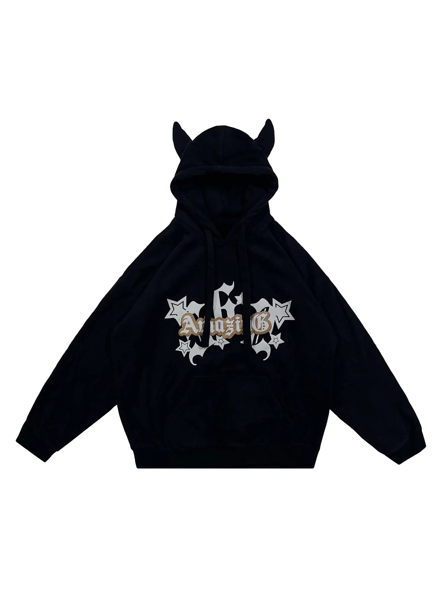 Thesupermade Letter Print Velvet Hooded Sweatshirt - 1879