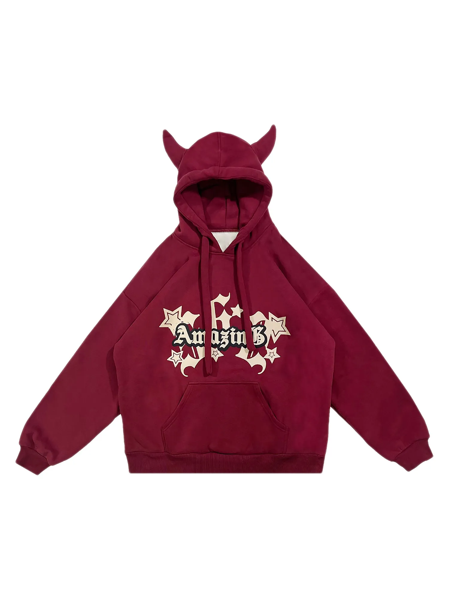 Thesupermade Letter Print Velvet Hooded Sweatshirt - 1879