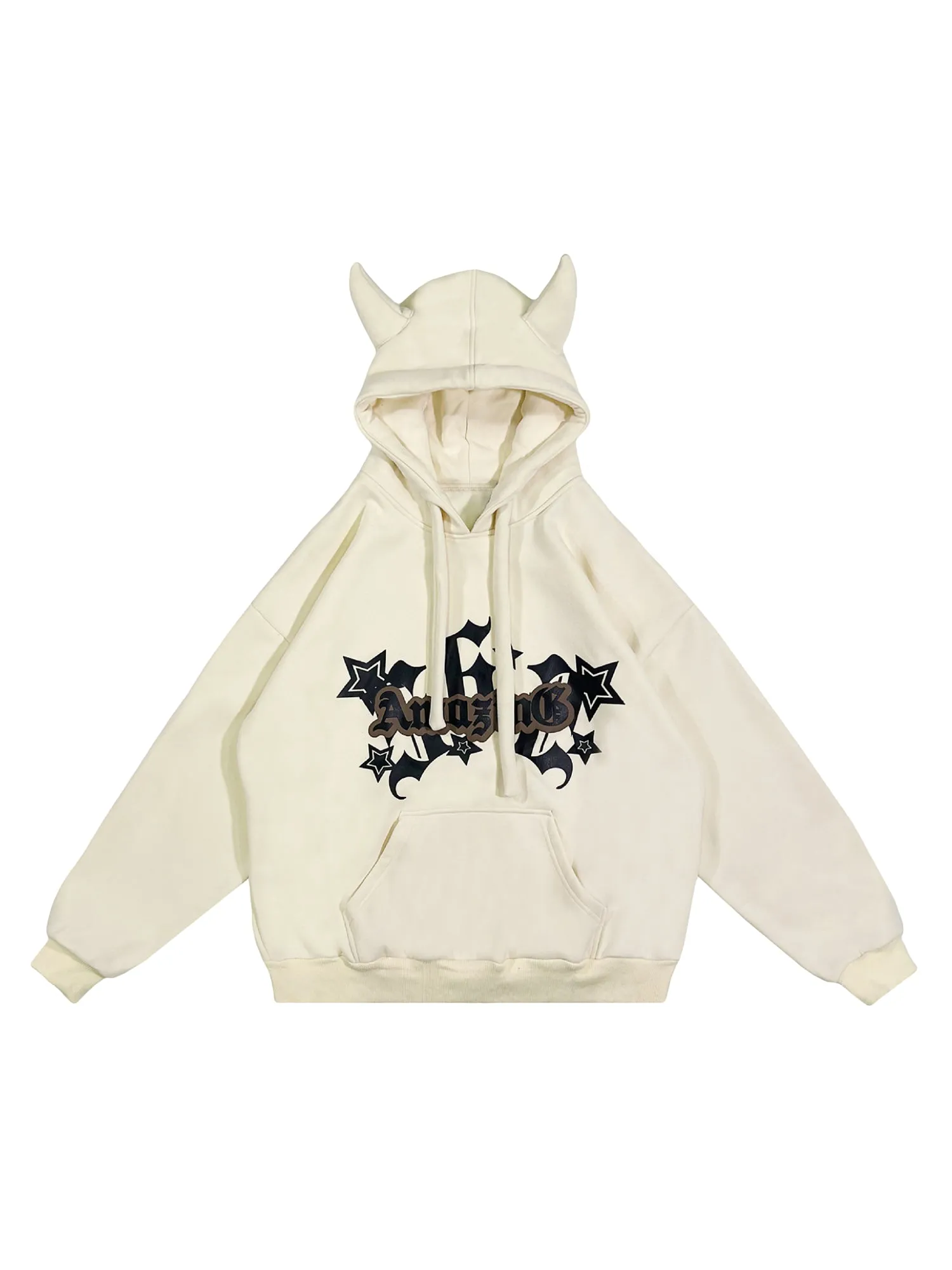 Thesupermade Letter Print Velvet Hooded Sweatshirt - 1879