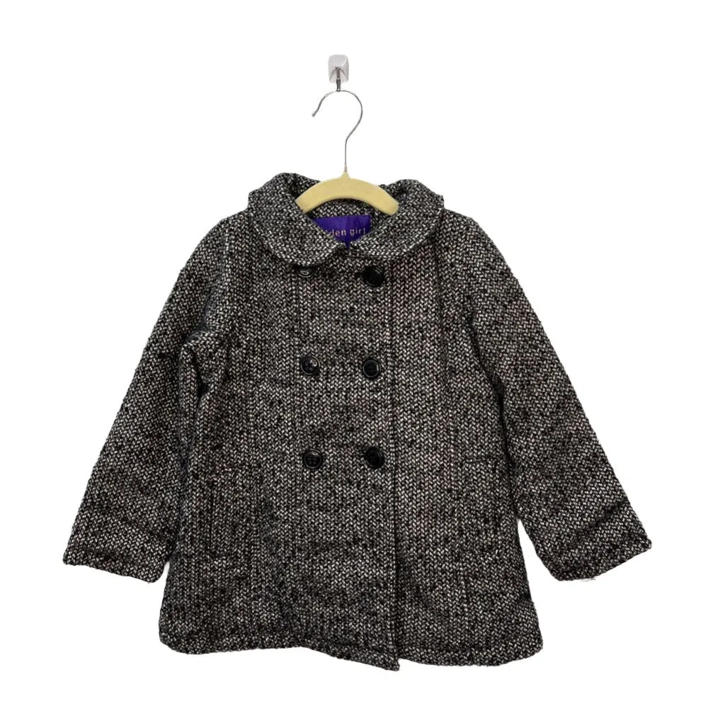 Tweed Fleece Lined Button Up Coat