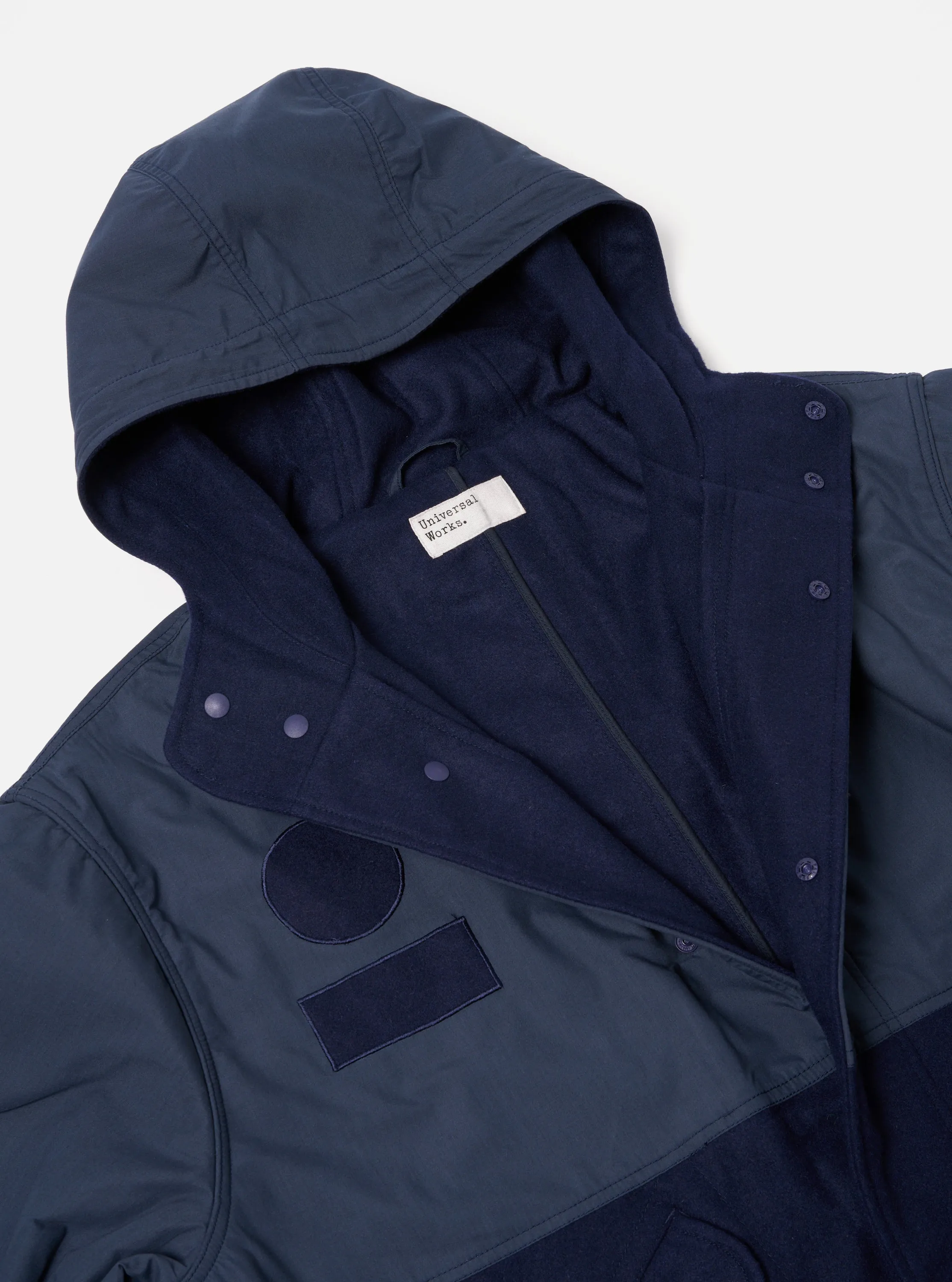 Universal Works Navy Melton Beach Parka II with Recycled Polytech Material